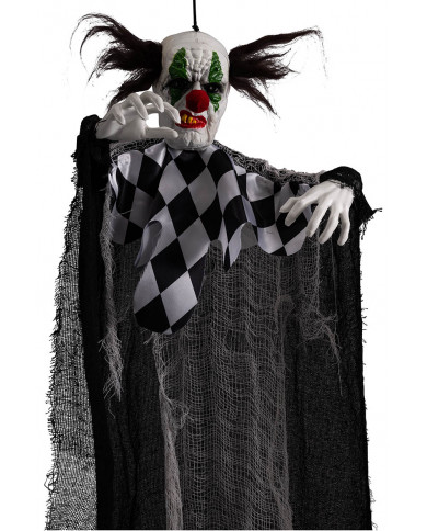 clown horreur avec tunique à carreaux à suspendre, hauteur 120 cm environ dans une pochette clown horreur avec tunique à carreaux à suspendre, hauteur 120 cm environ dans une pochette