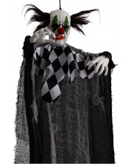 clown horreur avec tunique à carreaux à suspendre, hauteur 120 cm environ dans une pochette clown horreur avec tunique à carreaux à suspendre, hauteur 120 cm environ dans une pochette