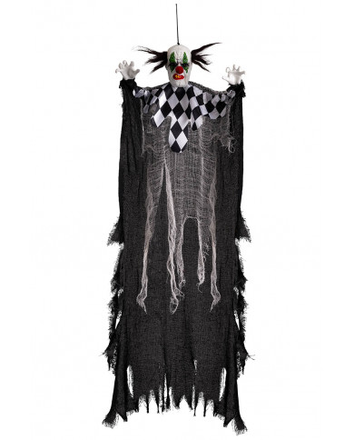 clown horreur avec tunique à carreaux à suspendre, hauteur 120 cm environ dans une pochette clown horreur avec tunique à carreaux à suspendre, hauteur 120 cm environ dans une pochette