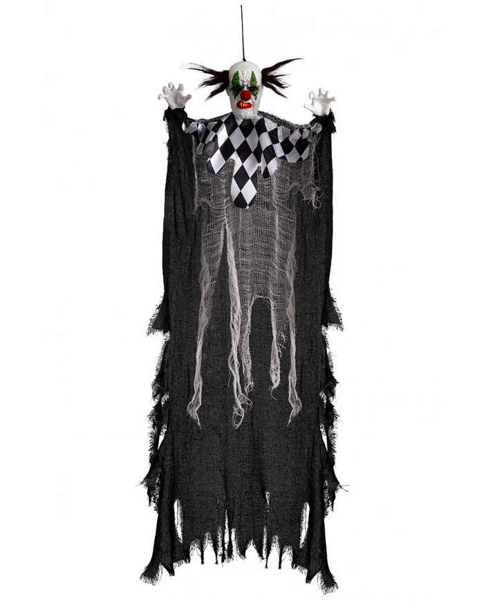 clown horreur avec tunique à carreaux à suspendre, hauteur 120 cm environ dans une pochette clown horreur avec tunique à carreaux à suspendre, hauteur 120 cm environ dans une pochette
