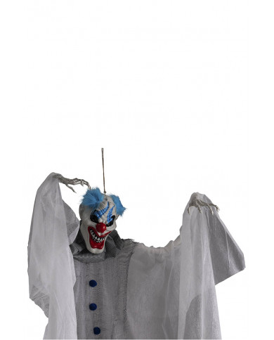 clown horreur avec cheveux bleus à suspendre, hauteur 180 cm environ dans une pochette clown horreur avec cheveux bleus à suspendre, hauteur 180 cm environ dans une pochette