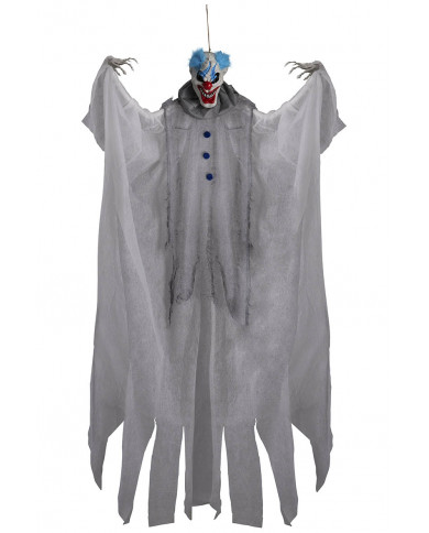 clown horreur avec cheveux bleus à suspendre, hauteur 180 cm environ dans une pochette clown horreur avec cheveux bleus à suspendre, hauteur 180 cm environ dans une pochette