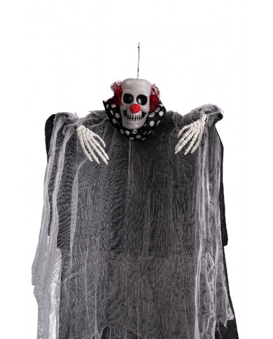 clown horreur avec collier à pois à suspendre, hauteur 80 cm environ avec étiquette volante / étiquette clown horreur avec collier à pois à suspendre, hauteur 80 cm environ avec étiquette volante / étiquette