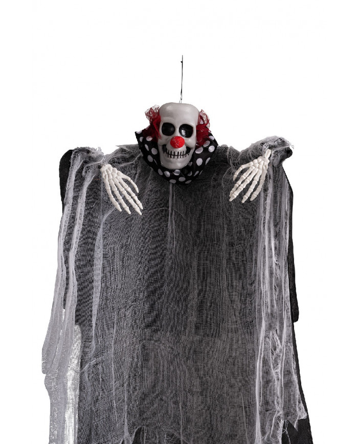clown horreur avec collier à pois à suspendre, hauteur 80 cm environ avec étiquette volante / étiquette clown horreur avec collier à pois à suspendre, hauteur 80 cm environ avec étiquette volante / étiquette