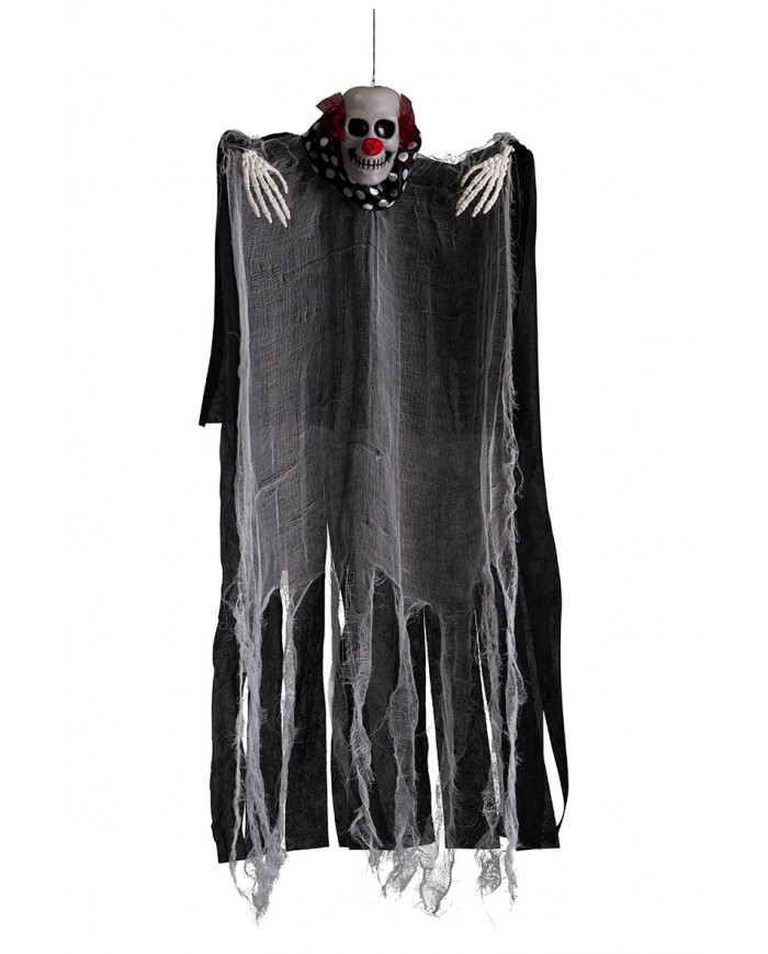 clown horreur avec collier à pois à suspendre, hauteur 80 cm environ avec étiquette volante / étiquette clown horreur avec collier à pois à suspendre, hauteur 80 cm environ avec étiquette volante / étiquette