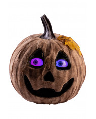 calabaza de adorno de yute con ojos luminosos, movimiento y sonido de unos 24 cm. de alto (pilas no incluidas) con etiqu...