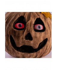 Zucca decorativa in juta con occhi luminosi, movimento e suono h.cm.24 ca.(batt. incluse) con cartellino/etichetta
