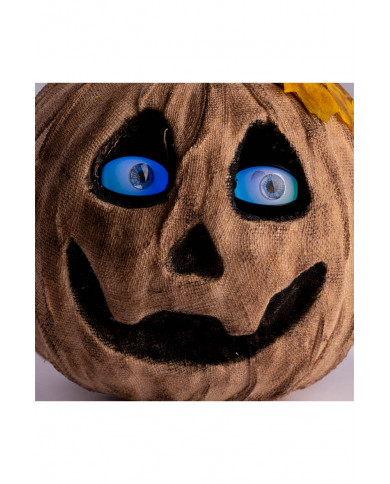 calabaza de adorno de yute con ojos luminosos, movimiento y sonido de unos 24 cm. de alto (pilas no incluidas) con etiqu...