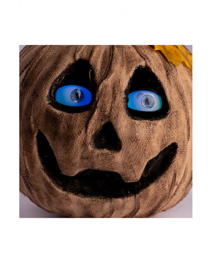 calabaza de adorno de yute con ojos luminosos, movimiento y sonido de unos 24 cm. de alto (pilas no incluidas) con etiqu...