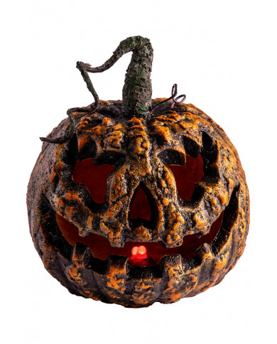 calabaza de terror de adorno con ojos luminosos de unos 25 cm de alto (con pilas incluidas) con etiqueta colgante/etiqueta