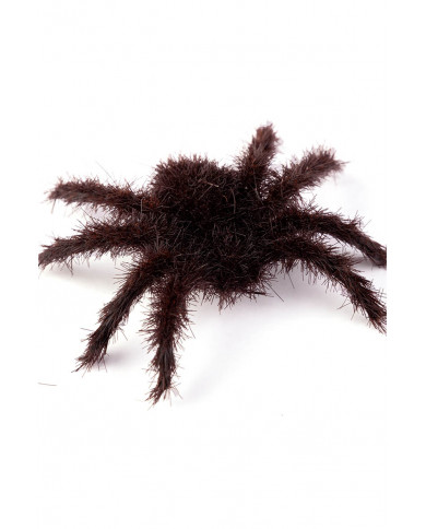 6 araignées poilues marron en plastique, diamètre 7 cm environ sur papier cartonné 6 araignées poilues marron en plastique, diamètre 7 cm environ sur papier cartonné