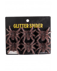 6 BROWN HAIRY SPIDERS IN PLASTIC DIAM. CM 7 ON CARD