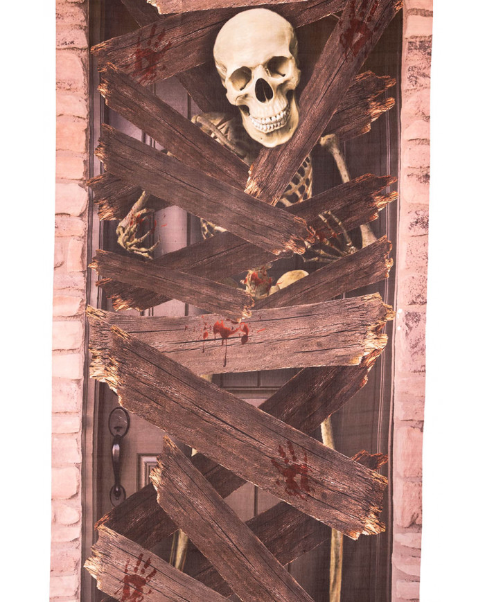 Türabdeckung mit Skelett H. ca. 200 x L. ca. 80 cm in Beutel mit Aufhänger