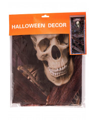 couverture de porte avec squelette, hauteur 200 cm x longueur 80 cm environ dans une pochette avec carte d’en-tête