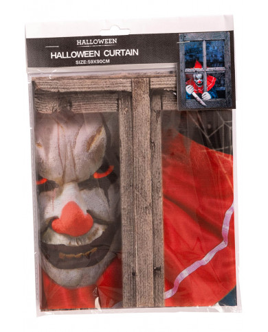tienda con estampa de payaso de terror de unos 90 cm. x 60 de alto en bolsa con solapa de cartón
