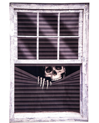 tienda con estampa de esqueleto en la ventana de unos 120x80 cm. de alto en bolsa con solapa de cartón