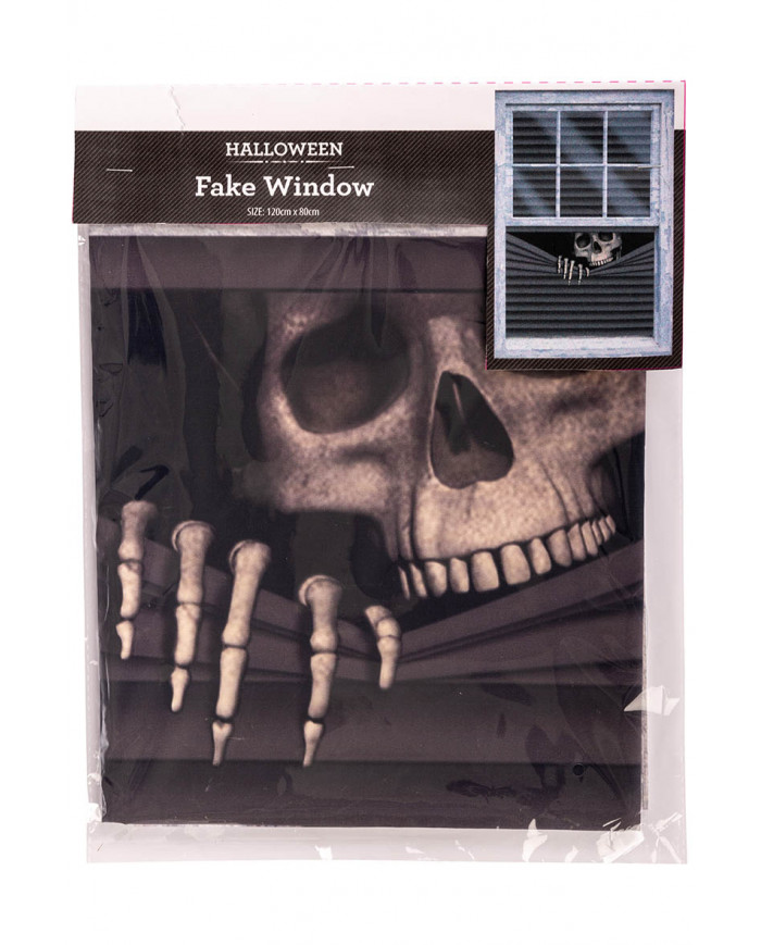 tente avec imprimé squelette à la fenêtre, hauteur 120x80 cm environ dans une pochette avec carte d’en-tête