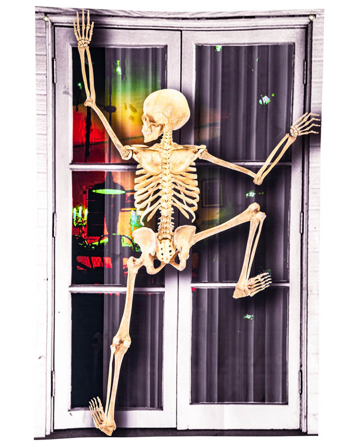 Tenda con stampa scheletro arrampicatore  h.cm.120x80 ca.in busta con cav.