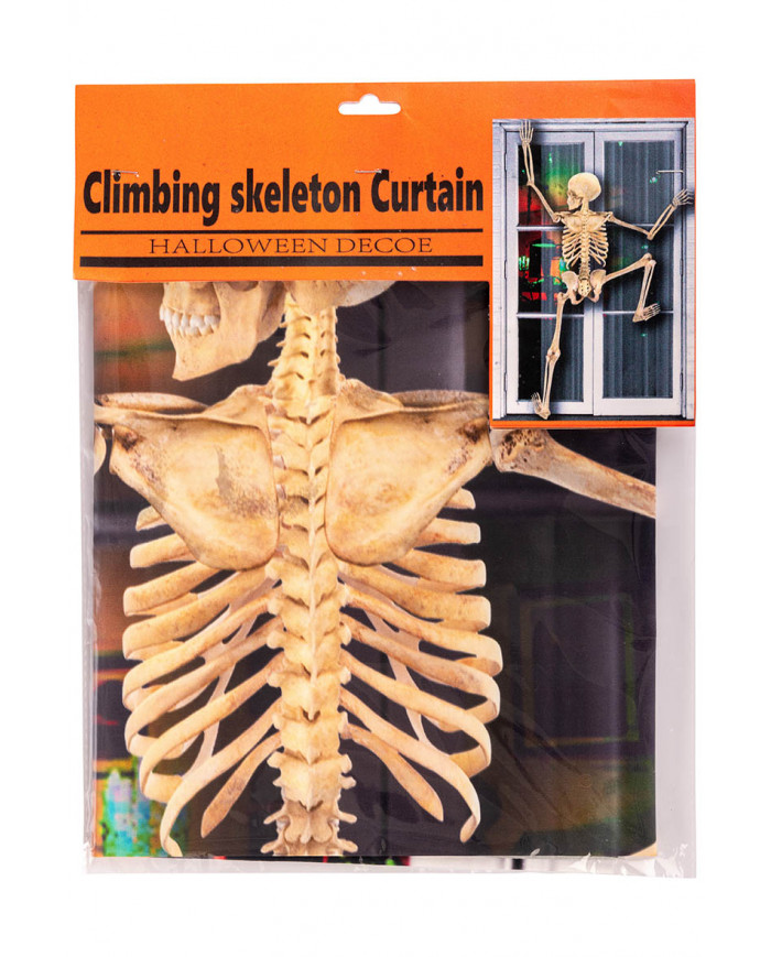 Tenda con stampa scheletro arrampicatore  h.cm.120x80 ca.in busta con cav.