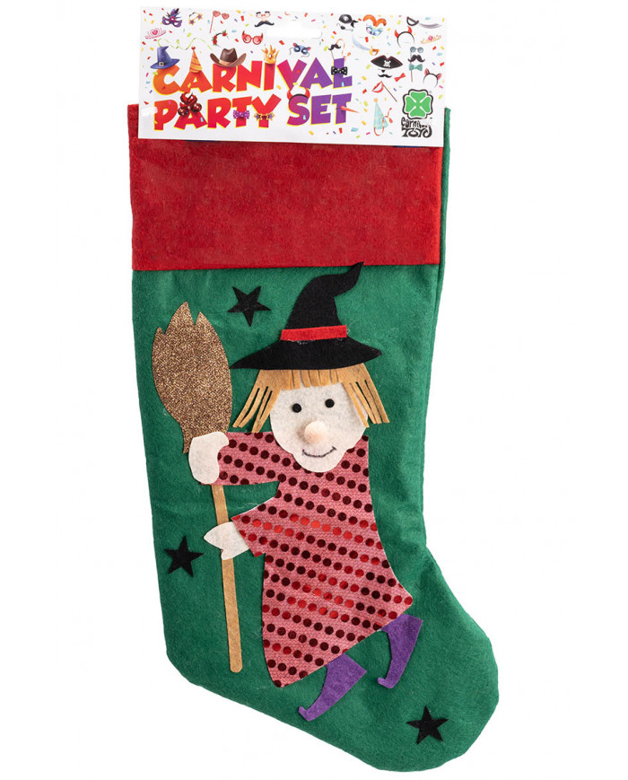 Socke Alte Vettel aus rotem Stoff H. cm 40 ca. mit Aufhänger