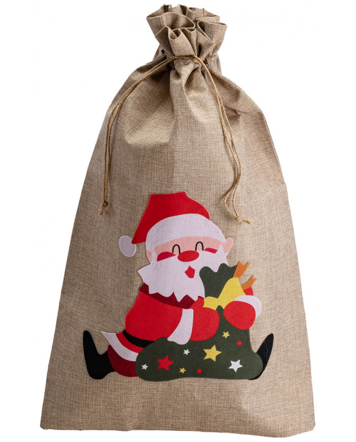 JUTE SACK W/SANTA CLAUS H.CM. 80X50 W/HEADER