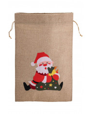 Sack aus Juta-Stoff mit Weihnachtsmann H. cm 80x50 mit Aufhänger