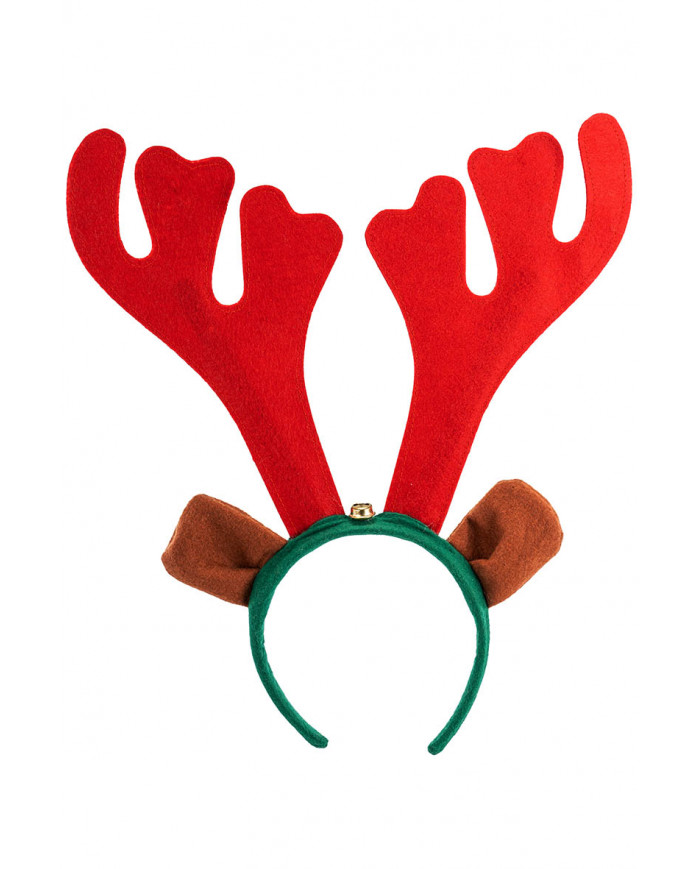 REINDEER HEADBAND W/LITTLE BELL W/HEADER