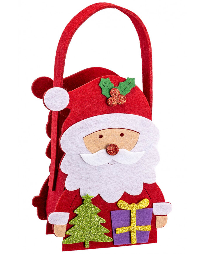 Rote Tasche mit Weihnachtsmann und Paket H. cm 25x10 ca. mit Aufhänger Rote Tasche mit Weihnachtsmann und Paket H. cm 25x10 ca. mit Aufhänger