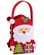 bolso Papá Noel con paquete rojo de unos 25x10 cm. de alto con solapa de cartón bolso Papá Noel con paquete rojo de unos 25x10 cm. de alto con solapa de cartón