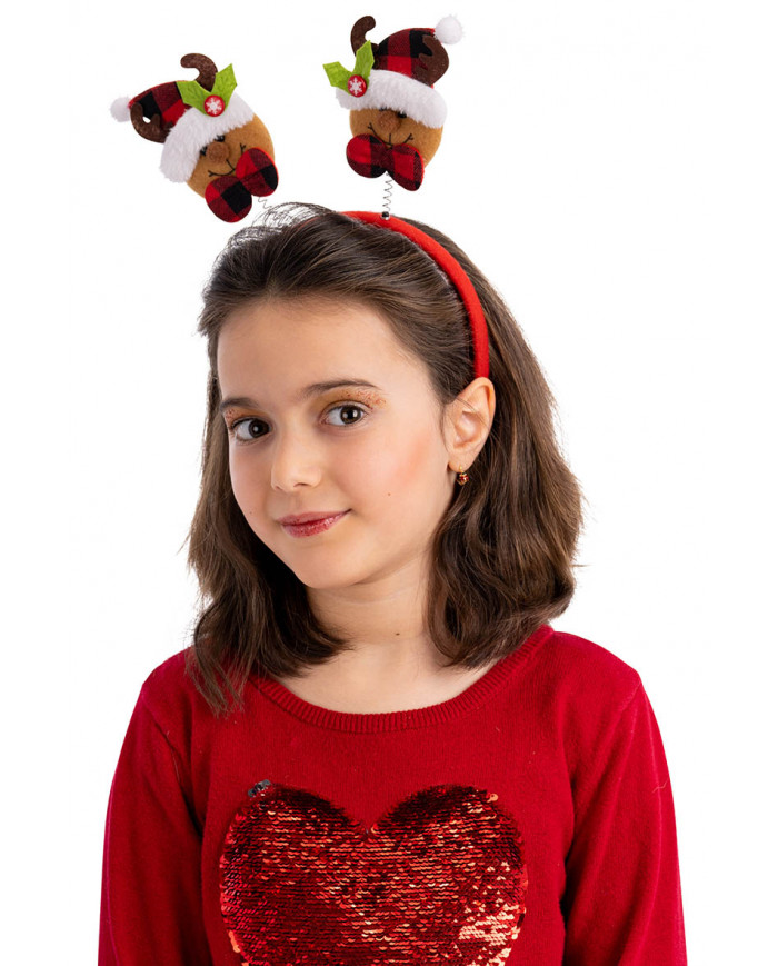 CHRISTMAS HEADBAND W/REINDEER W/HEADER CHRISTMAS HEADBAND W/REINDEER W/HEADER
