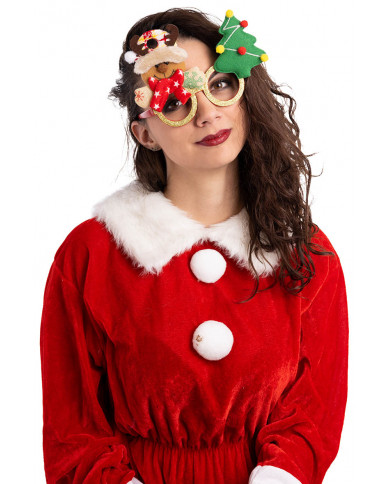 gafas de navidad con reno sobre cartoncillo