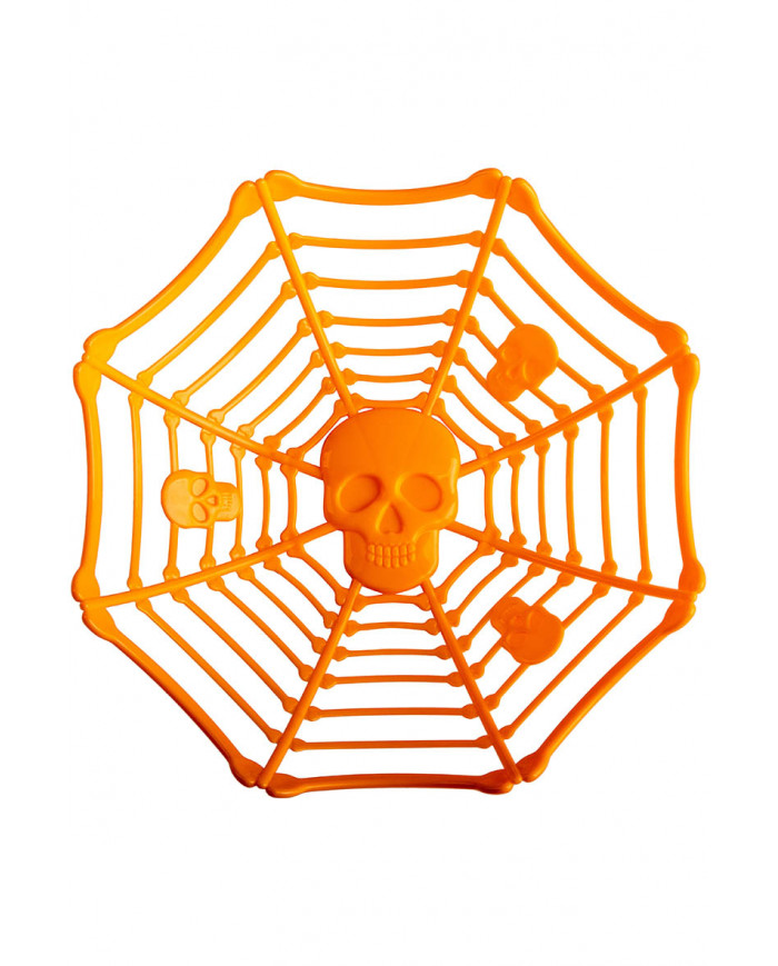 panier orange avec tête de mort, diamètre 26 cm environ avec étiquette volante / étiquette