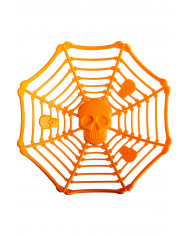panier orange avec tête de mort, diamètre 26 cm environ avec étiquette volante / étiquette