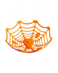 cesto naranja portaobjetos con calavera de unos 26 cm. de diámetro con etiqueta colgante/etiqueta