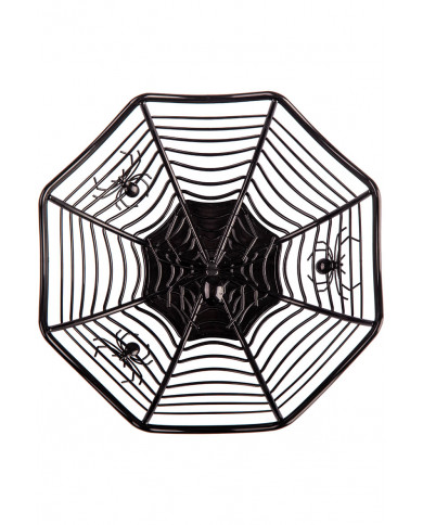 cesto negro portaobjetos con arañas de unos 26 cm. de diámetro con etiqueta colgante/etiqueta cesto negro portaobjetos con arañas de unos 26 cm. de diámetro con etiqueta colgante/etiqueta