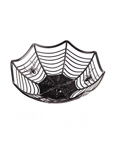 cesto negro portaobjetos con arañas de unos 26 cm. de diámetro con etiqueta colgante/etiqueta cesto negro portaobjetos con arañas de unos 26 cm. de diámetro con etiqueta colgante/etiqueta