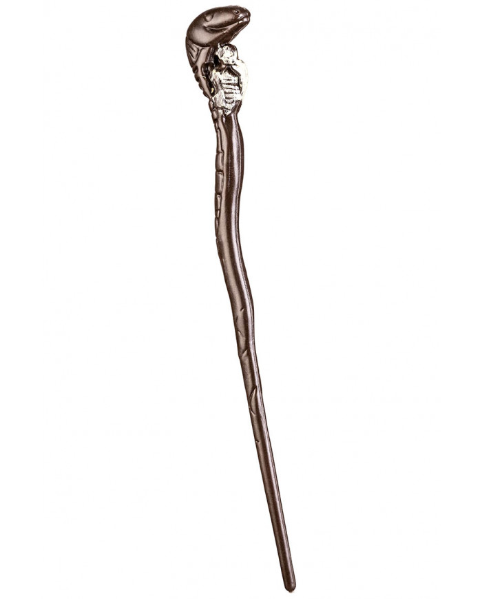 baguette de magicien vieillie avec serpent, longueur 45 cm environ sur papier cartonné