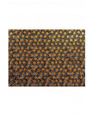 nappe citrouilles en plastique métallisé, longueur 260x130 cm environ dans une pochette avec carte d’en-tête