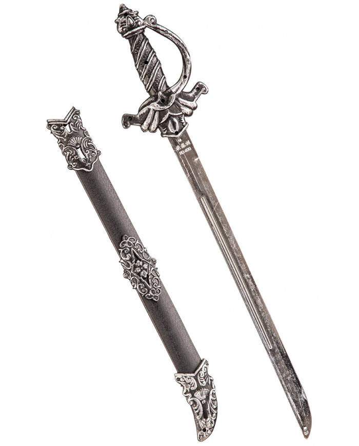 Spada grigia con fodero ed impugnatura  l.cm.33 ca. con cav.