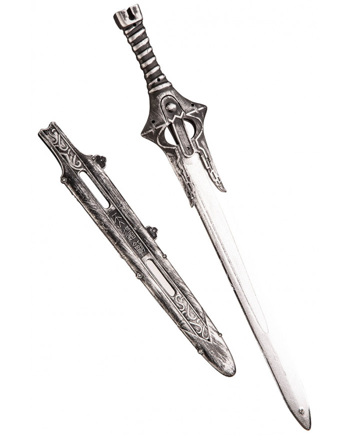 épée médiévale grise avec fourreau, longueur 67 cm environ avec carte d’en-tête