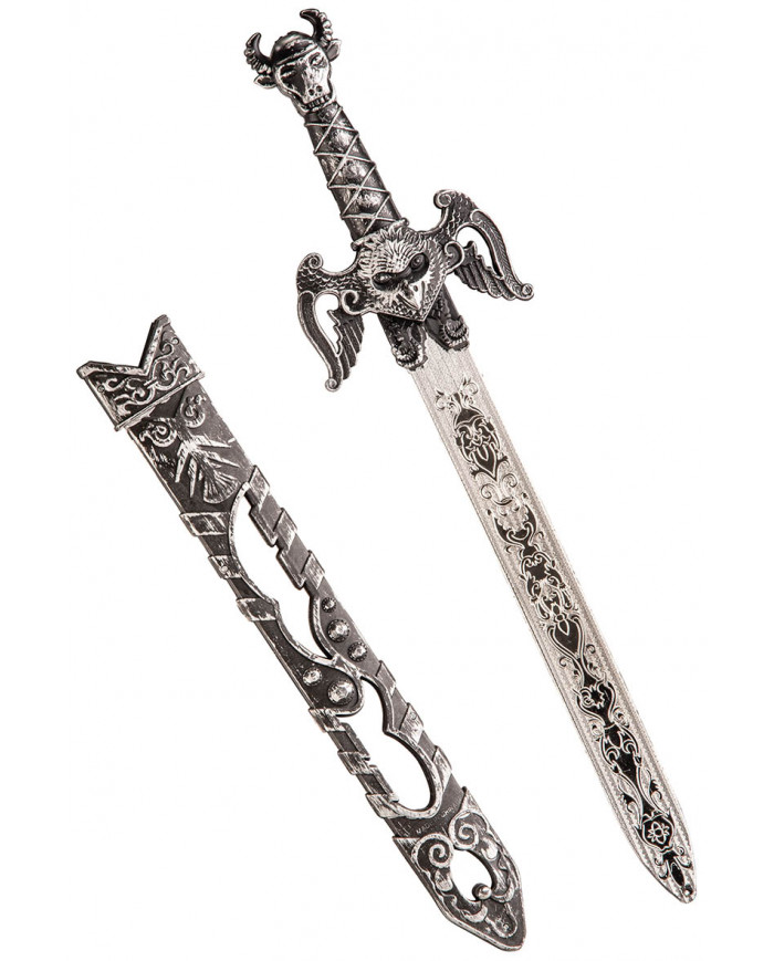 Spada grigia con teschio ed acquila , fodero   l.cm.55 ca. con cav.