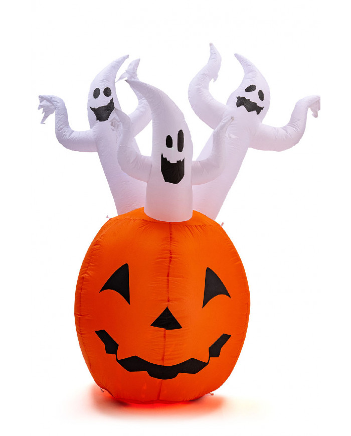 INFLATABLE PUMPKIN WITH GHOSTS WITH LIGHTS (220 VOLT) AND TENSIONERS H.CM.180 IN BOX