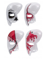 Transparent plastic chinless masks with assorted prints that