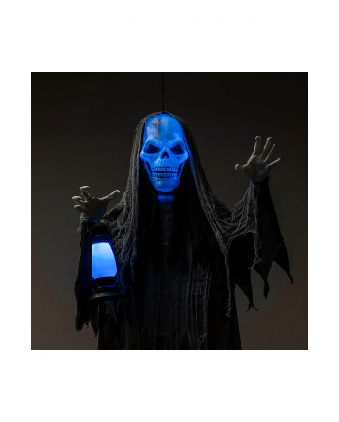 HANGING SKELETON WITH LANTERN, LIGHTS AND SOUND H.CM.180 (BATT.INCL.) WITH HANGTAG LABEL