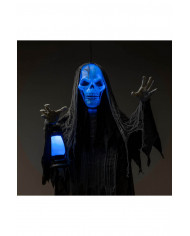 Squelette à suspendre avec lanterne, lumières et son, hauteur 180 cm environ (piles comprises) avec étiquette volante...