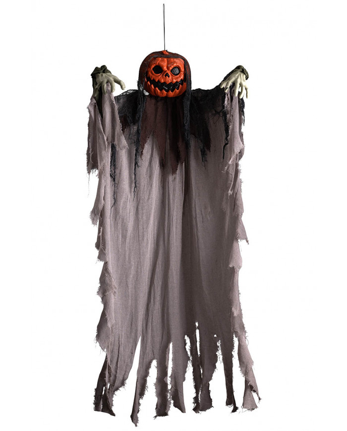 HANGING PUMPKIN SKELETON WITH GREY TUNIC H.160 WITH HANGTAG LABEL