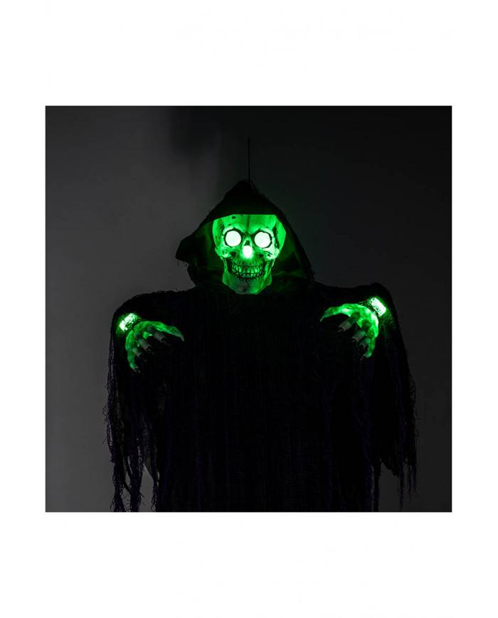 HANGING SKELETON WITH PURPLE TUNIC, LIGHTS AND SOUND H.CM.160 (BATT.INCL.) WITH HANGTAG LABEL