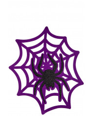 HANGING PURPLE FELT SPIDERWEB WITH SPIDER H.CM.45 WITH HANGTAG LABEL