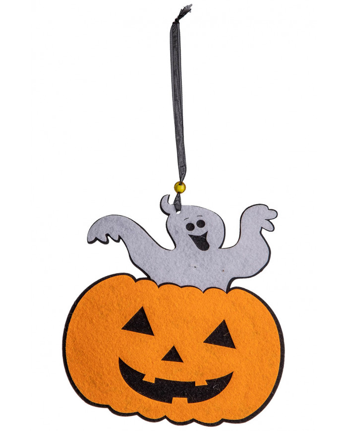 Décoration citrouille avec fantôme en feutre à suspendre, hauteur 30 cm environ avec étiquette volante / étiquette Décoration citrouille avec fantôme en feutre à suspendre, hauteur 30 cm environ avec étiquette volante / étiquette