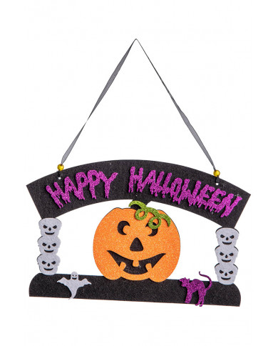 Adorno de calabaza happenderey hall de fieltro para colgar de unos 35 cm. de largo con etiqueta colgante/etiqueta